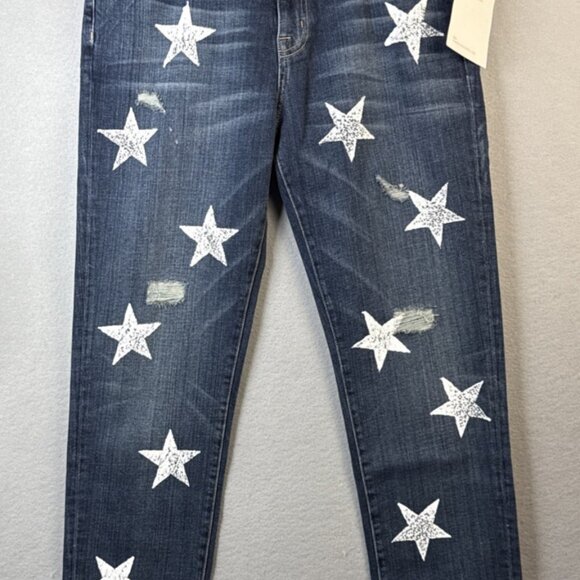 NWT Current Elliott Jeans Womens‎ Size 28 The Fling Loved White Stars Distressed - Picture 1 of 16
